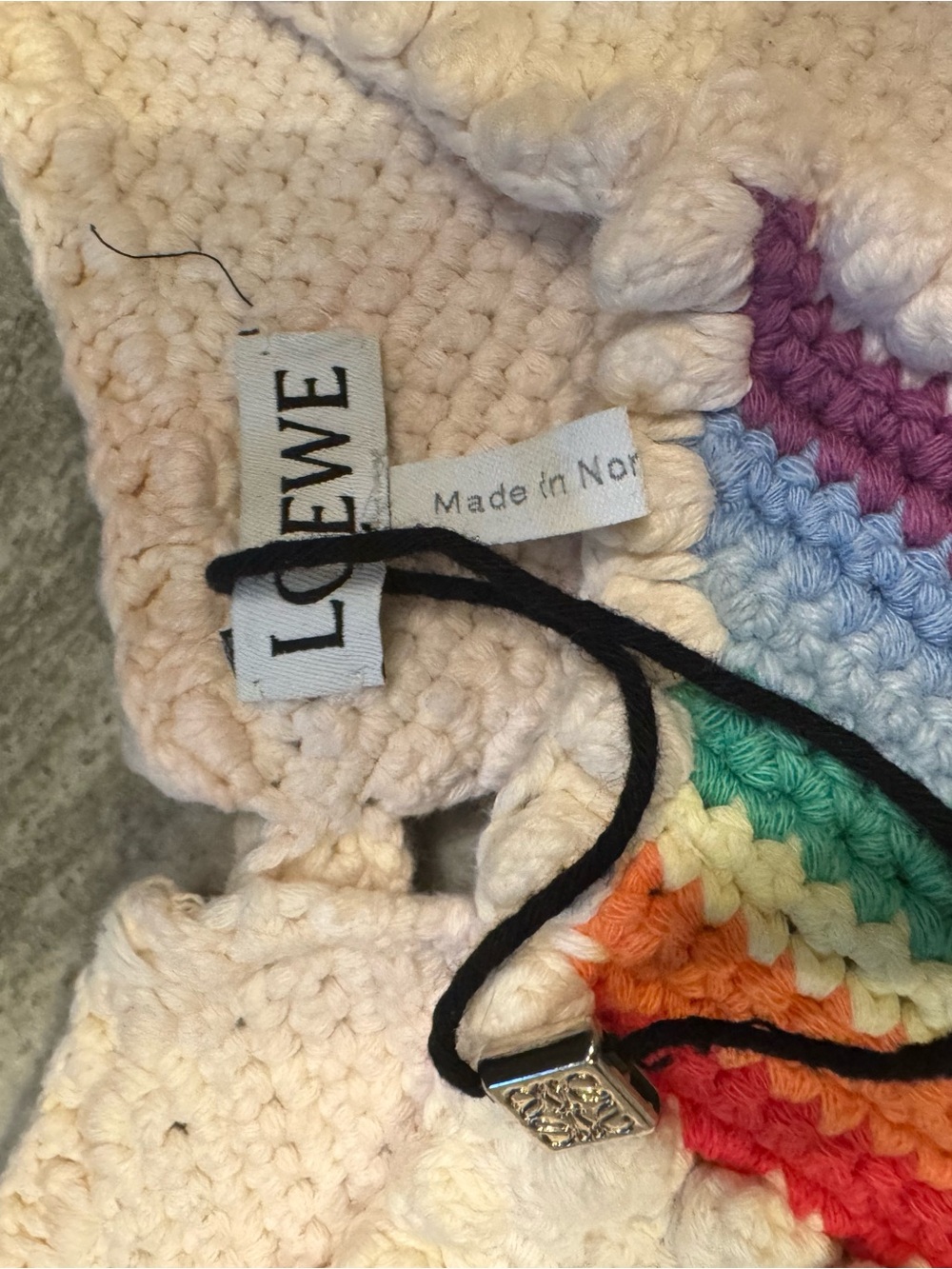 Loewe Cream Crochet Cardigan with Rainbow Stripe Detailing - Picture 3 of 8